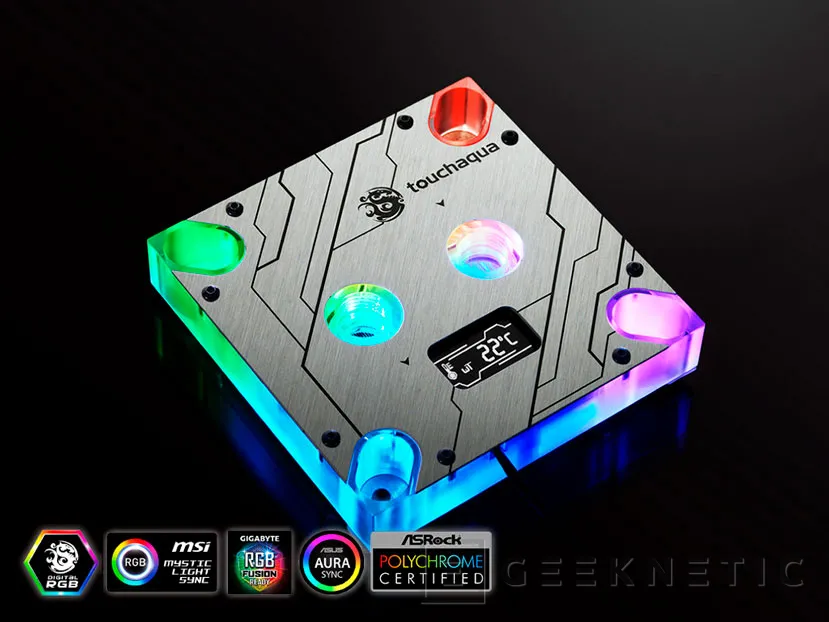Geeknetic Bitspower lanza el bloque Touchaqua CPU Block Summit MS OLED con panel OLED que monitoriza la temperatura 2