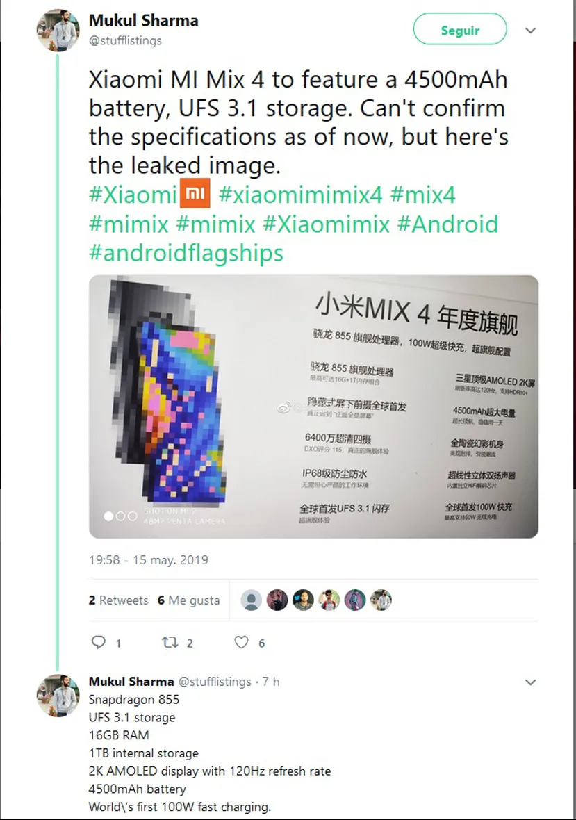 Geeknetic Llegan nuevas especificaciones filtradas que situarían al Xiaomi Mi MIX 4 como el mejor terminal del mundo 1