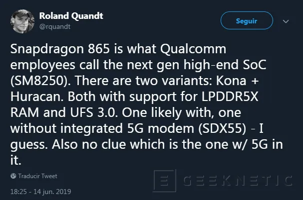 Geeknetic El futuro Snapdragon 865 soportará memoria RAM LPDDR5X según los últimos rumores 1