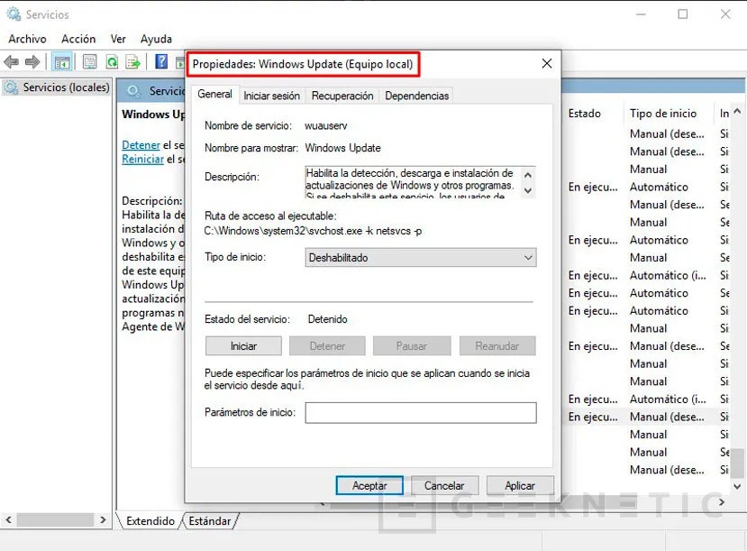 Geeknetic Cómo desactivar las actualizaciones automáticas en Windows 10 4