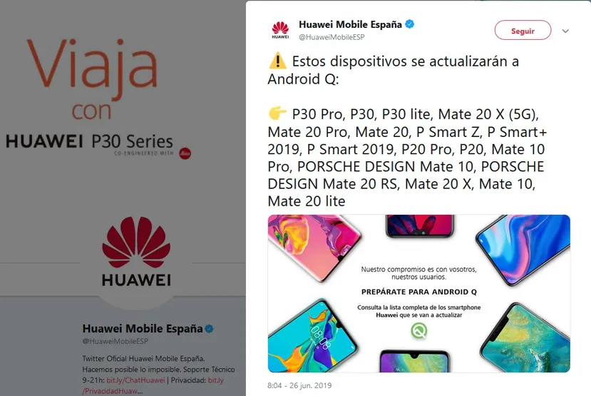 Geeknetic Huawei lista los dispositivos que recibirán la versión Android Q 1