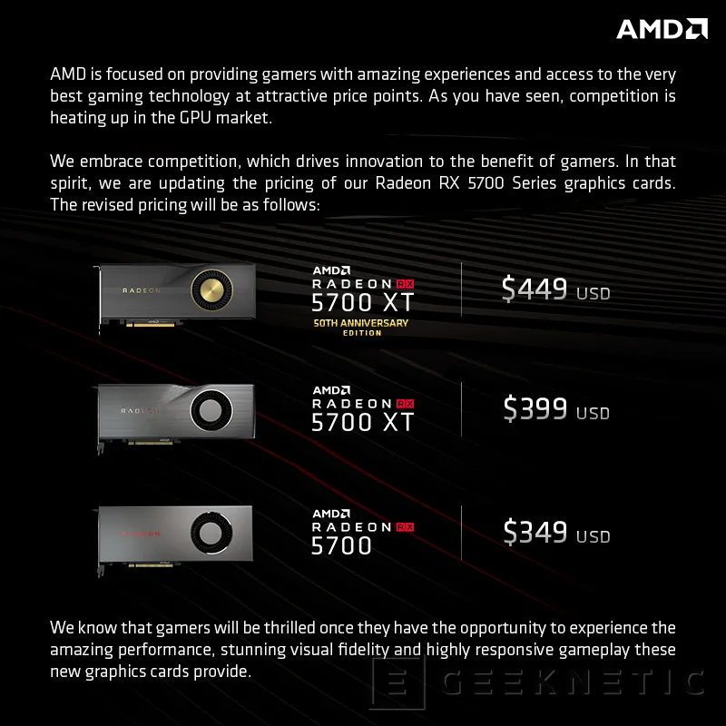 Geeknetic AMD rebaja hasta en 70 Dólares las Radeon RX 5700 Series un día antes de su llegada 2
