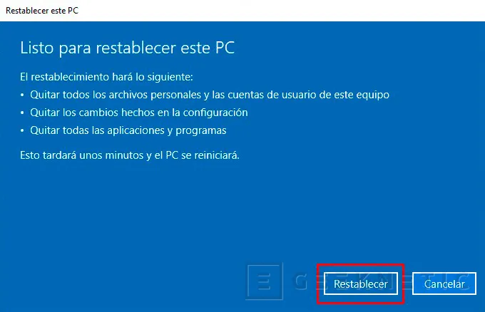 Geeknetic Cómo formatear Windows 10 10