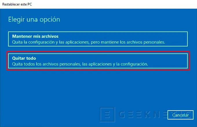 Geeknetic Cómo formatear Windows 10 7