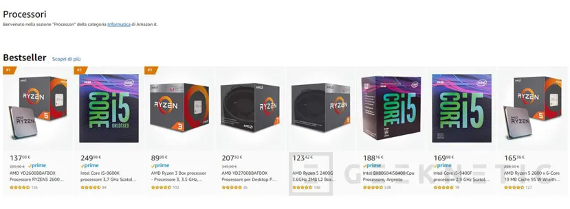 Geeknetic Los tres procesadores más vendidos en Amazon España son AMD Ryzen 2