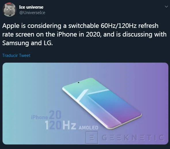 Geeknetic Apple estaría considerando montar pantallas de 120Hz en los iPhone de 2020 1