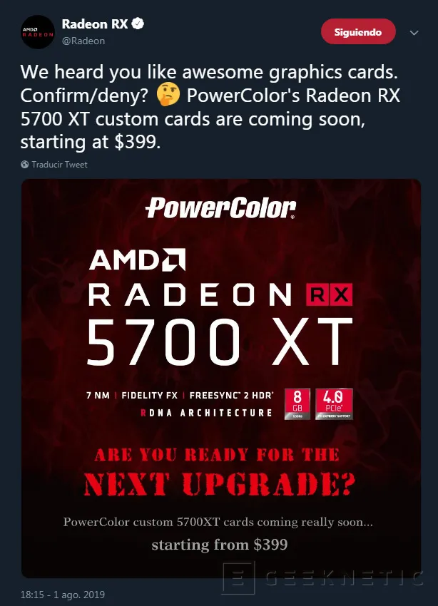 Geeknetic Las AMD Radeon RX 5700 XT personalizadas llegarán al mercado a un precio de partida de 399 dólares 1