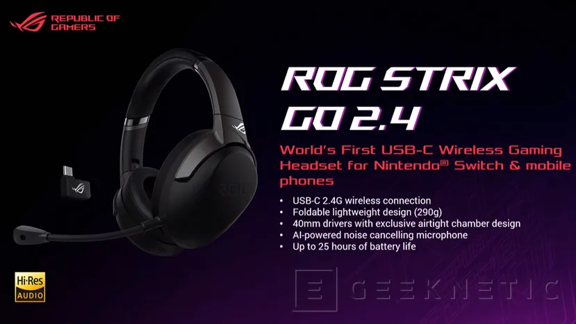 Geeknetic Los nuevos ROG Strix Go 2.4 son los primeros auriculares gaming que pueden conectarse inalámbricamente con la Nintendo Switch 1