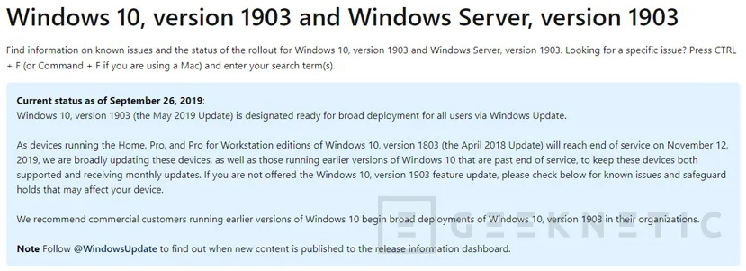 Geeknetic Windows 10 May 2019 Update ya está disponible para todos los usuarios de Windows 10 1