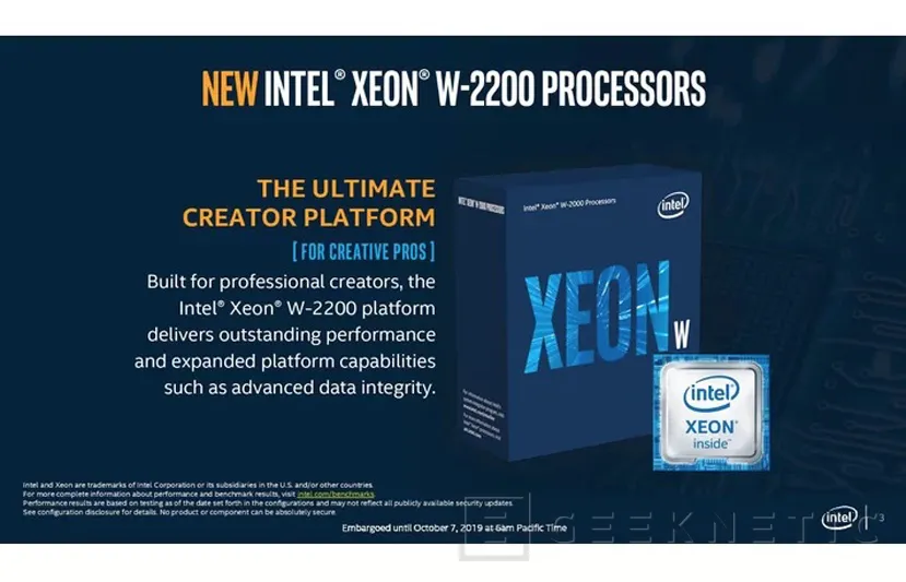 Geeknetic Intel lanza oficialmente los HEDT Cascade Lake-X y la serie Xeon W-2200 a la mitad de precio que sus predecesores 1
