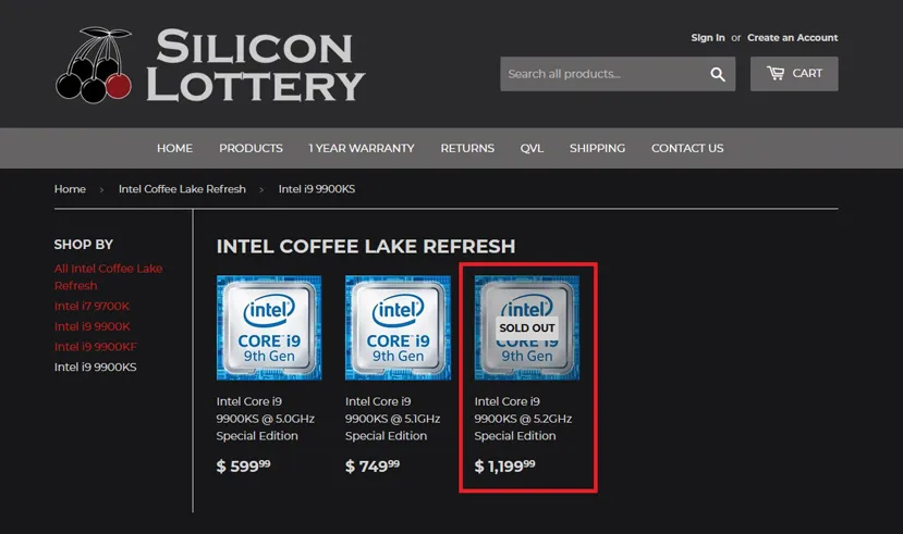 Geeknetic Los Intel Core i9-9900KS capaces de alcanzar los 5200 MHz se están vendiendo en Silicon Lottery a un precio de 1200 dólares 1