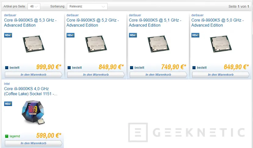 Geeknetic Caseking publica los precios de sus Intel Core i9-9900KS seleccionados por Der8auer con frecuencias de hasta 5.3GHz 1