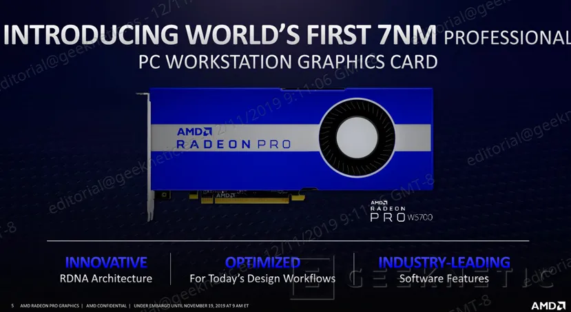 Geeknetic AMD Radeon PRO W5700, la arquitectura RDNA llega a la gama profesional con un 41% más de rendimiento por Vatio  1