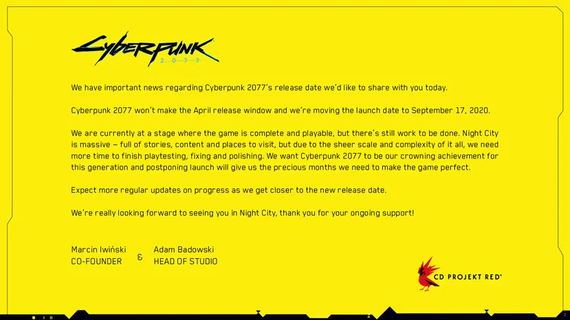 Geeknetic Cyberpunk 2077 ve retrasada su fecha de lanzamiento a septiembre de 2020 1