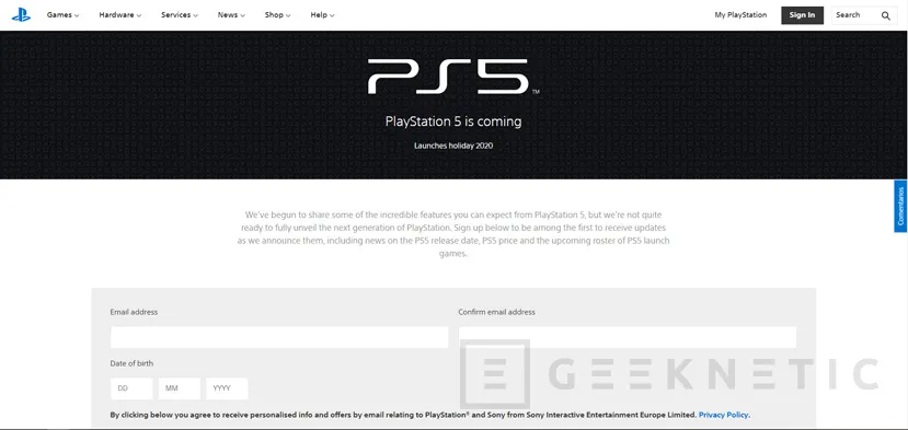 Geeknetic Sony está preparando una web relacionada con la PlayStation 5 donde registrarnos 1