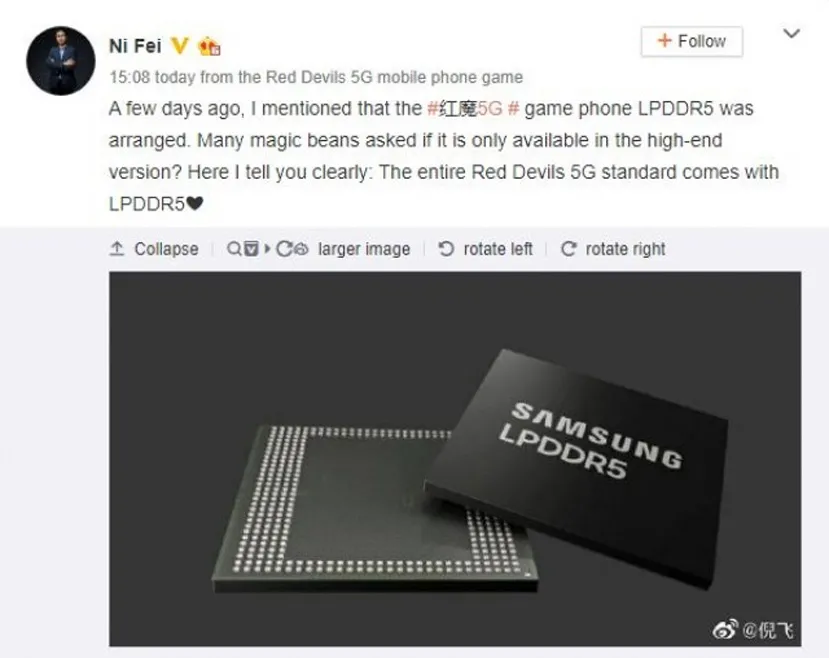 Geeknetic El CEO de Nubia confirma que el Red Magic 5G llegará al mercado con memoria LPDDR5 1