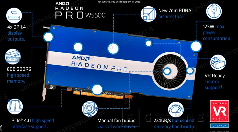 Geeknetic AMD renueva su gama media de gráficas profesionales con la nueva Radeon Pro W5500 con arquitectura RDNA por 399 dólares 3