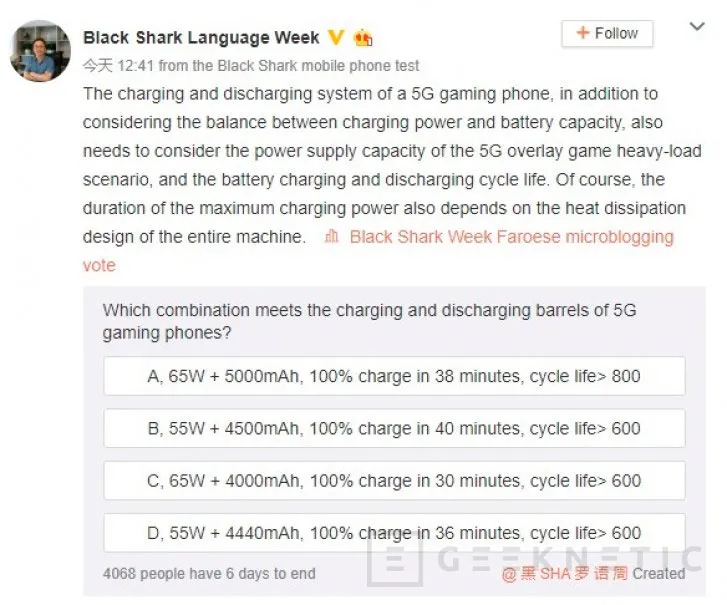 Geeknetic El Xiaomi Black Shark 3 vendrá con una batería más duradera de 5000 mAh y carga rápida de 65 W 1