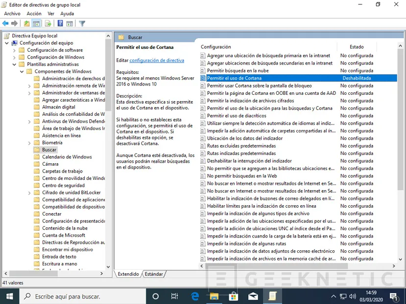 Geeknetic Cómo desactivar Cortana en Windows 10 4