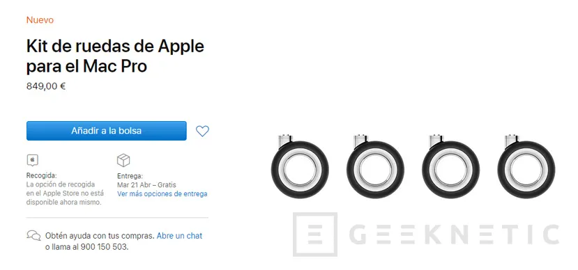 Geeknetic Apple vende las ruedas del Mac Pro por separado a un precio de 849 euros 1