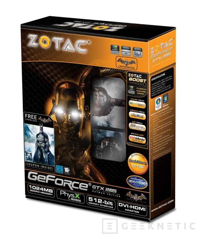 Zotac lanza su nueva GTX 285 “Batman Edition”, Imagen 1