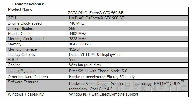 Zotac lanza su nueva Nvidia GTX 560SE, Imagen 2