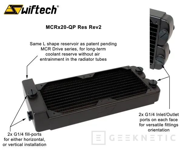MCRx20-QP radiador con depósito integrado de Swiftech, Imagen 1