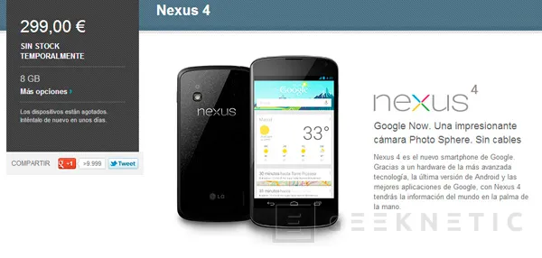 El Nexus 4 de Google vuelve a salir a la venta en España, Imagen 1