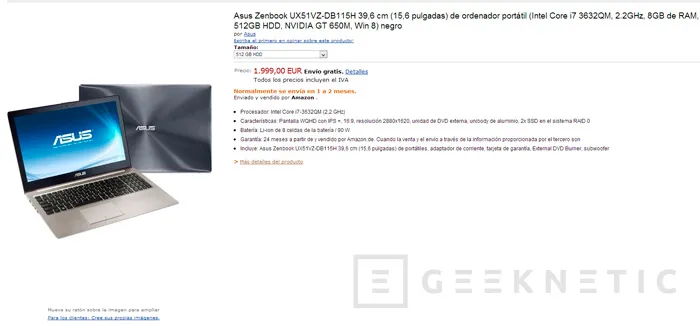 Aparece un ASUS Zenbook con pantalla de 2880 x 1620 píxeles de resolución, Imagen 2