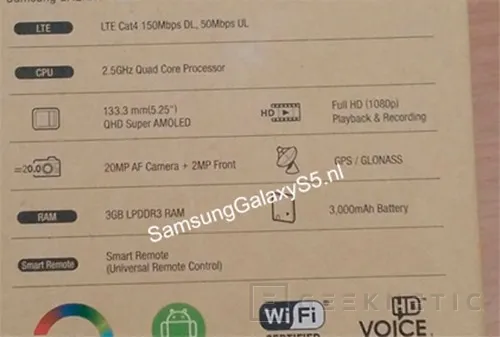 Filtradas las especificaciones del Samsung Galaxy S5, Imagen 1