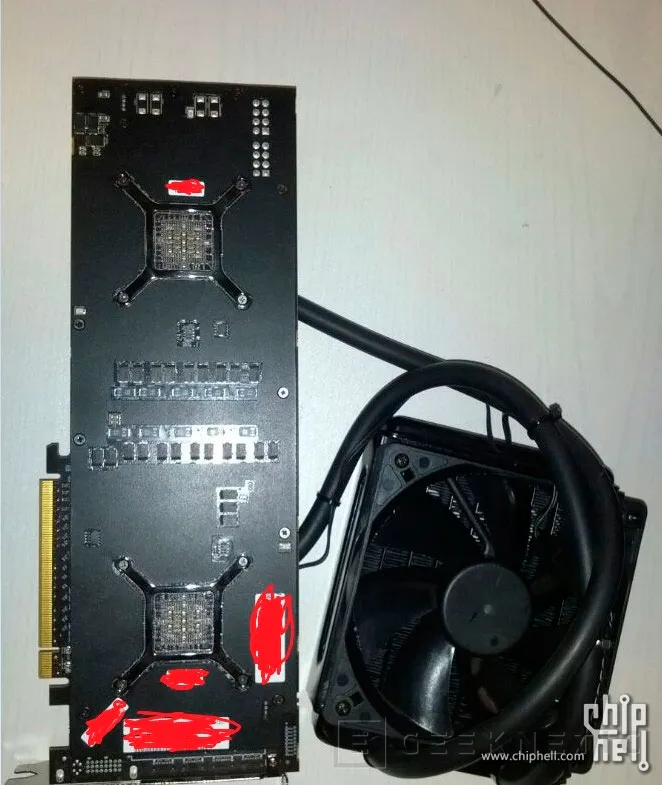 Filtradas las primeras imágenes de la AMD Radeon R9 295X2 de doble GPU con refrigeración líquida, Imagen 2