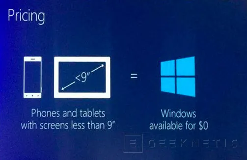 Microsoft ofrecerá Windows de manera gratuita en cualquier dispositivo de menos de 9 pulgadas, Imagen 1