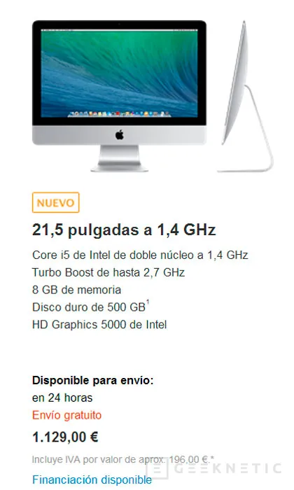 Apple rebaja su iMac  de 21,5" con nuevas especificaciones más modestas, Imagen 2