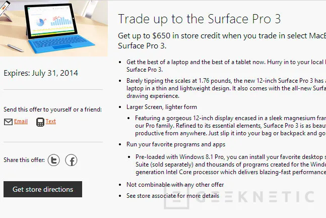 Microsoft ofrece 650 Dólares si entregas un MacBook Air para comprar una Surface Pro 3, Imagen 1
