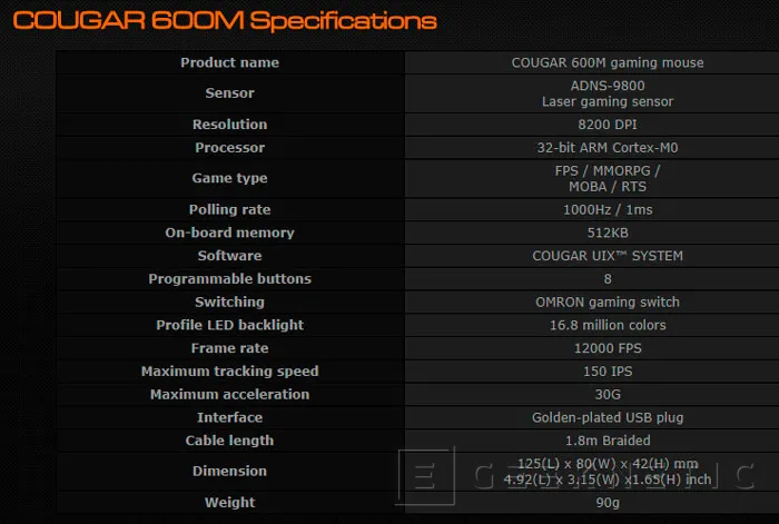 Cougar 600M, nuevo ratón gaming de gama alta, Imagen 3