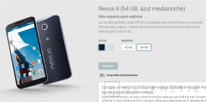 Aparecen los Nexus 6 en la web española de Google Play, Imagen 1