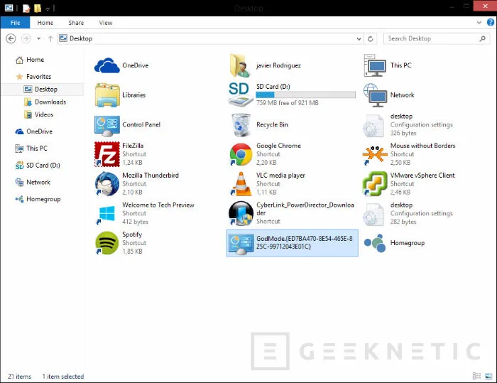 Geeknetic Activar el &quot;GodMode&quot; en Windows 7, Windows 8 o Windows 10  2