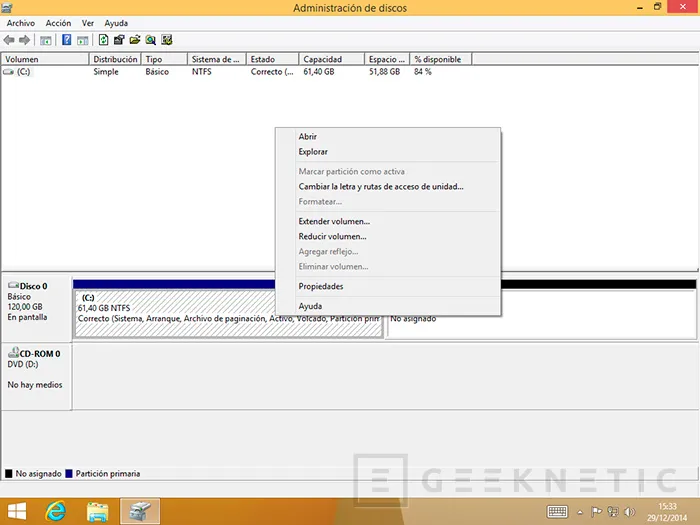Geeknetic Como redimensionar una particion existente desde Windows 8 2