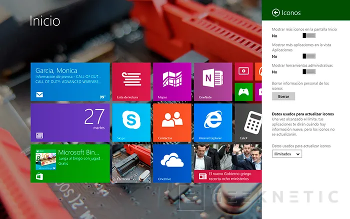 Geeknetic Cómo mostrar más o menos iconos en la pantalla de inicio de Windows 8.1  3