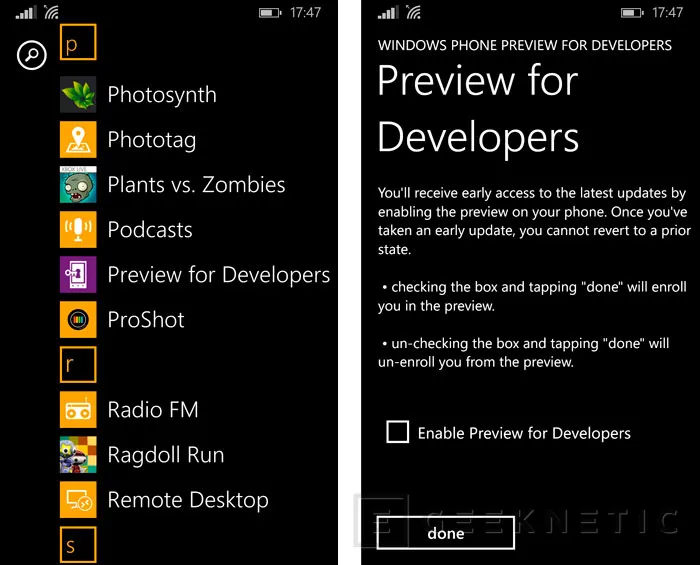 Activar el acceso vía OTA a las Preview for Developers de Windows Phone, Imagen 2
