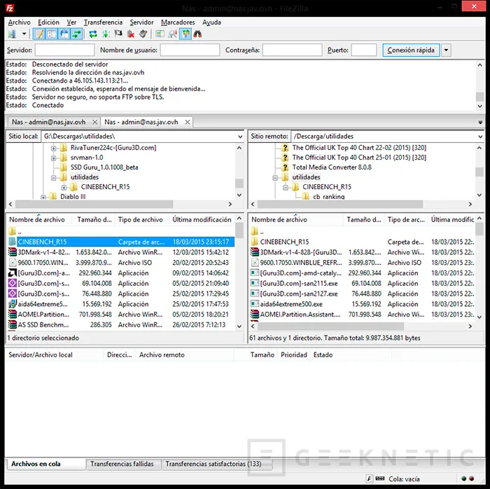 Geeknetic Configura la navegación sincronizada en Filezilla 3