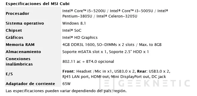 MSI Cubi, un PC de sobremesa reducido a la mínima expresión, Imagen 3