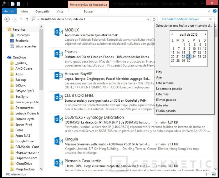 Geeknetic Cómo hacer búsquedas avanzadas de ficheros “.eml” en Windows 1