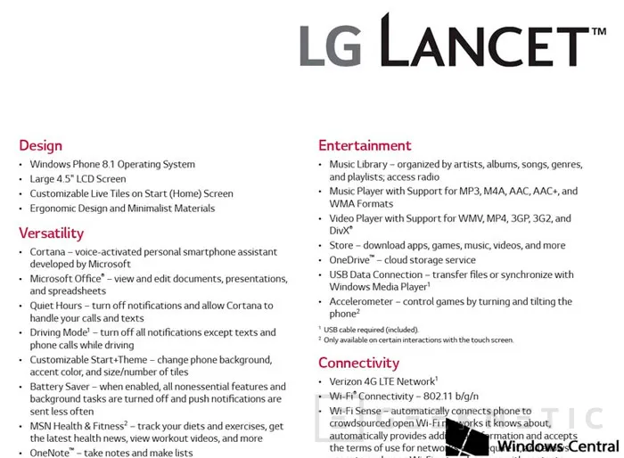 LG vuelve a Windows Phone con su LG Lancet, Imagen 3