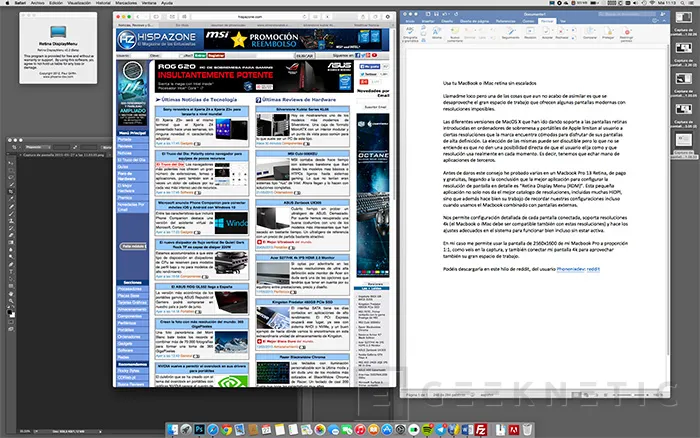 Geeknetic Usa la pantalla de tu MacBook o iMac retina, o tu monitor 4k, sin escalados 3