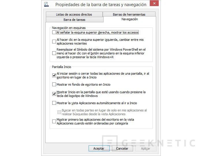 Geeknetic Eliminar la navegación en esquinas de Windows 8.1 2