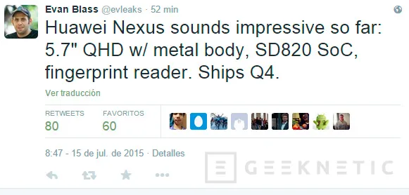 Nuevos rumores apuntan a un Nexus fabricado por Huawei con un Snapdragon 820, Imagen 1