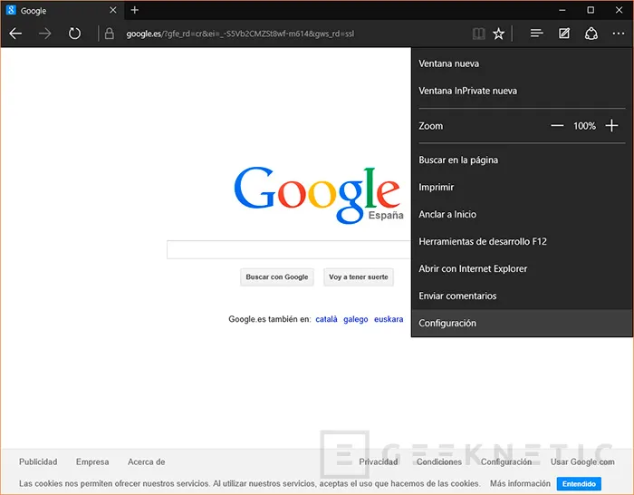 Geeknetic Cambia el buscador por defecto de Windows 10 Edge  2
