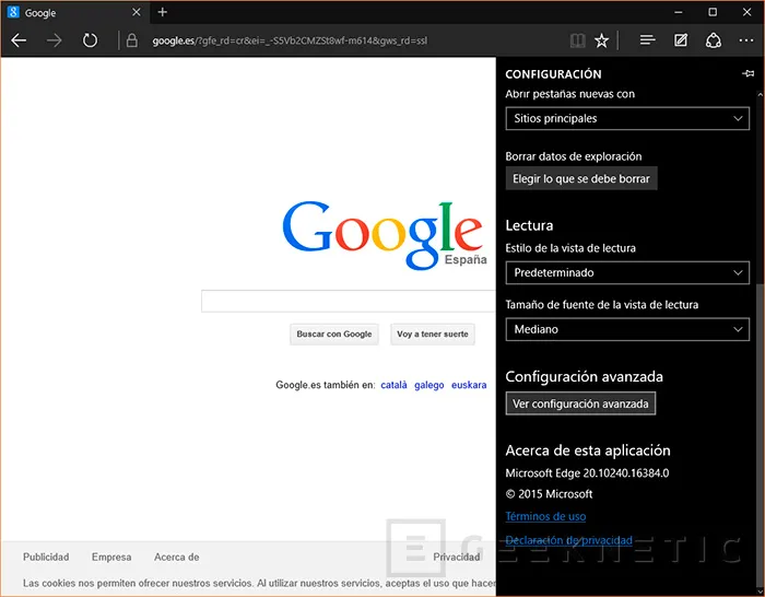 Geeknetic Cambia el buscador por defecto de Windows 10 Edge  3