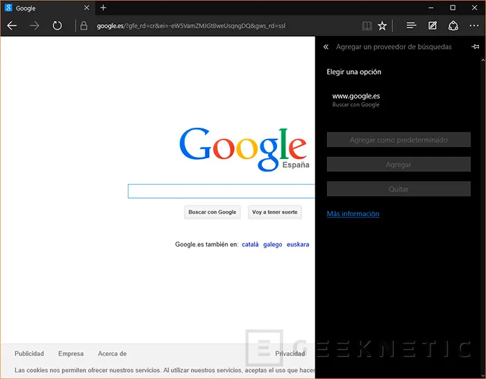Geeknetic Cambia el buscador por defecto de Windows 10 Edge  4